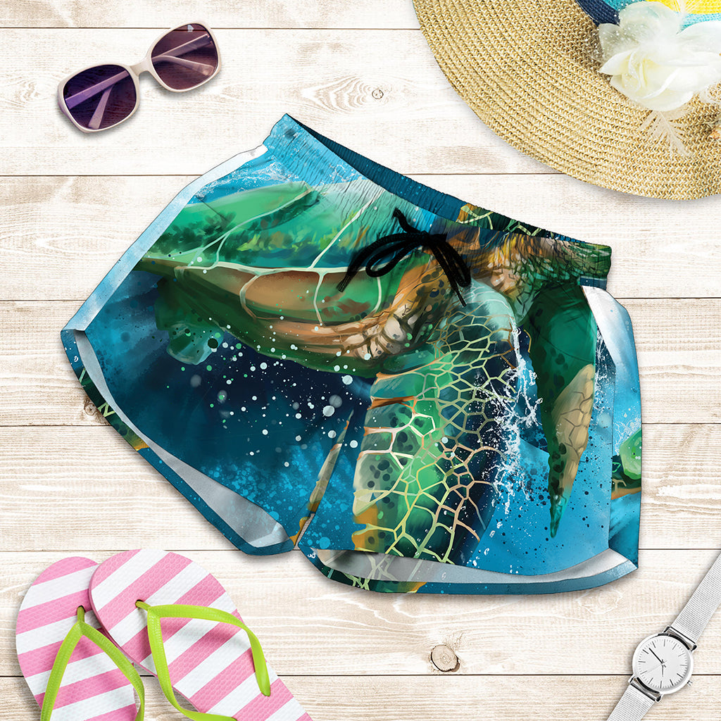 Sea Turtle Painting Print Women's Shorts