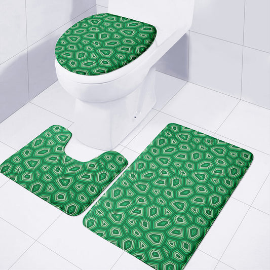 Sea Turtle Shell Pattern Print 3 Piece Bath Mat Set