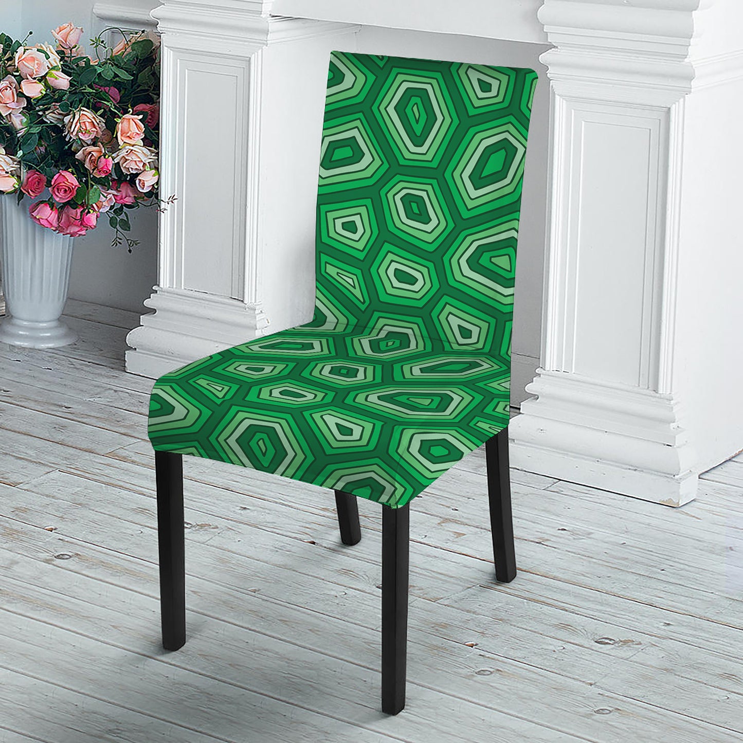Sea Turtle Shell Pattern Print Dining Chair Slipcover