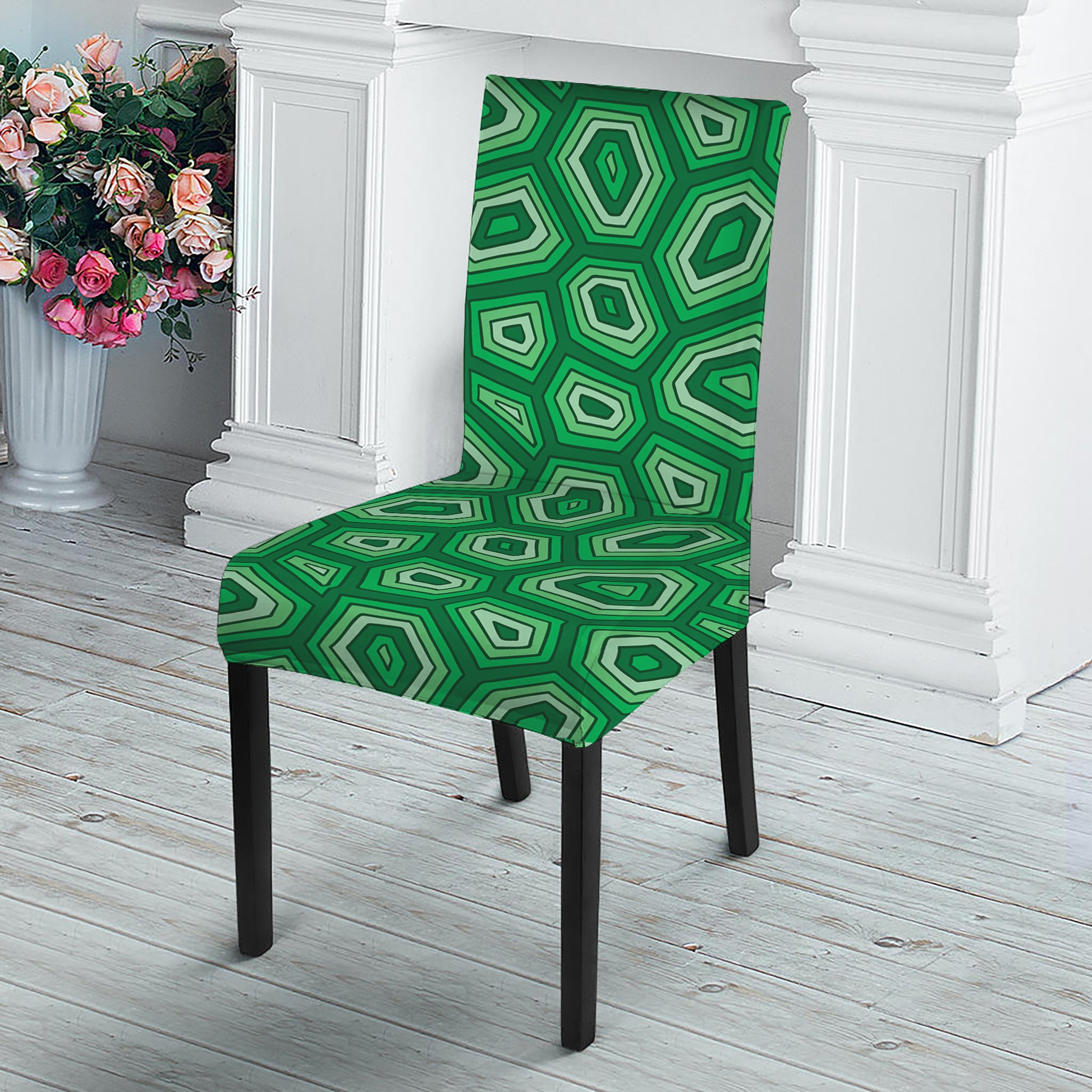 Sea Turtle Shell Pattern Print Dining Chair Slipcover