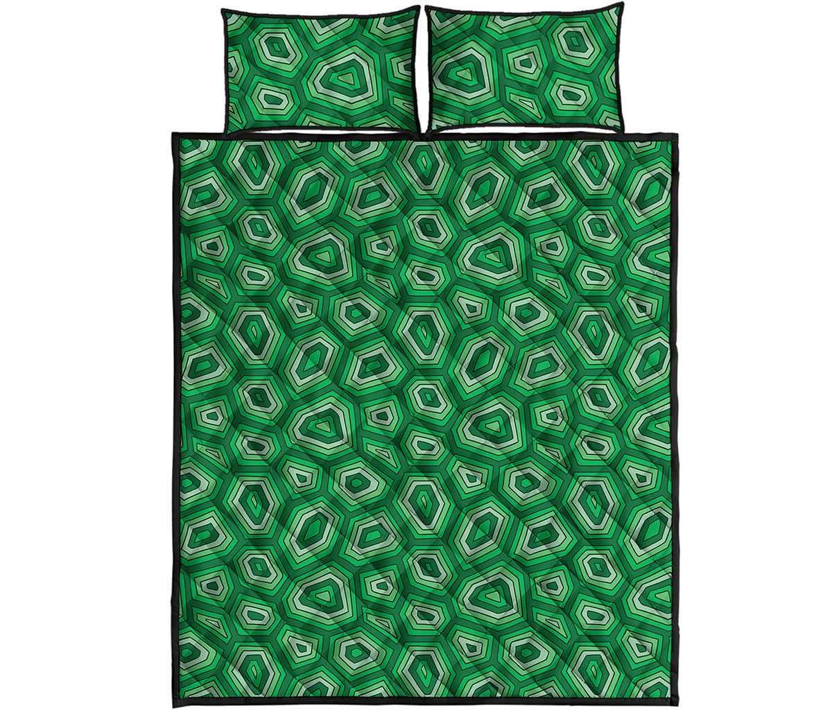 Sea Turtle Shell Pattern Print Quilt Bed Set