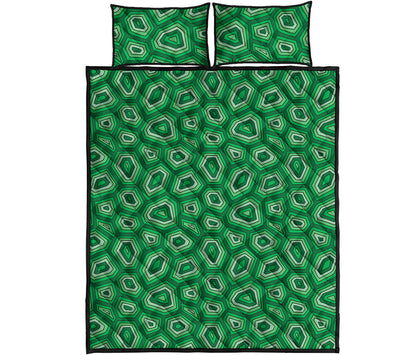 Sea Turtle Shell Pattern Print Quilt Bed Set