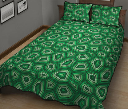 Sea Turtle Shell Pattern Print Quilt Bed Set