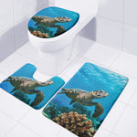 Sea Turtle Underwater Print 3 Piece Bath Mat Set
