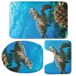 Sea Turtle Underwater Print 3 Piece Bath Mat Set