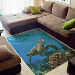 Sea Turtle Underwater Print Area Rug