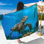 Sea Turtle Underwater Print Beach Sarong Wrap