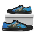 Sea Turtle Underwater Print Black Low Top Sneakers