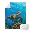 Sea Turtle Underwater Print Blanket