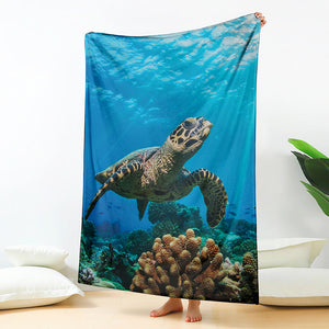 Sea Turtle Underwater Print Blanket