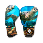 Sea Turtle Underwater Print Boxing Gloves