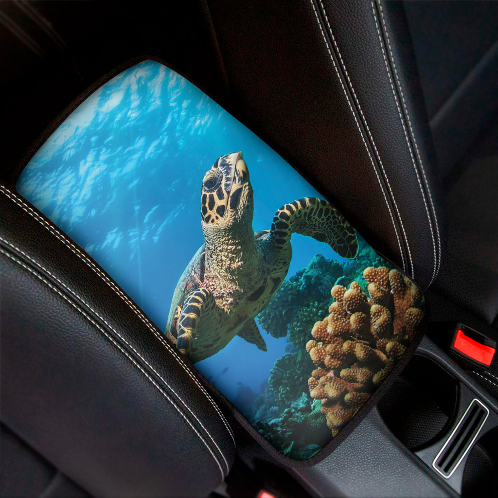 Sea Turtle Underwater Print Car Center Console Cover