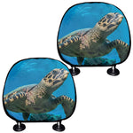 Sea Turtle Underwater Print Car Headrest Covers