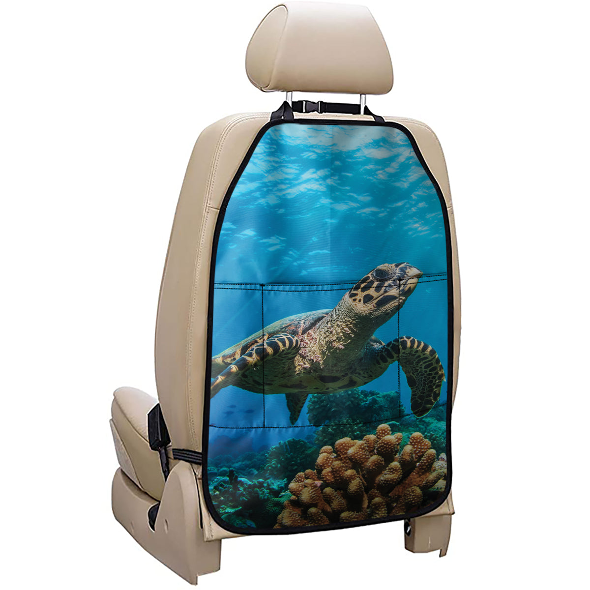 Sea Turtle Underwater Print Car Seat Organizers