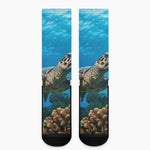Sea Turtle Underwater Print Crew Socks