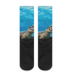 Sea Turtle Underwater Print Crew Socks