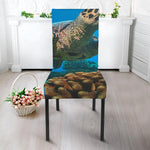 Sea Turtle Underwater Print Dining Chair Slipcover