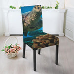 Sea Turtle Underwater Print Dining Chair Slipcover