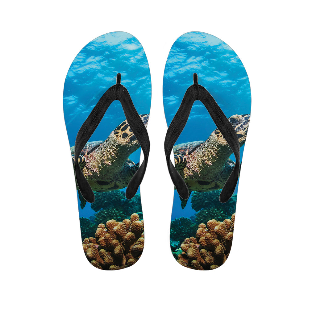 Sea Turtle Underwater Print Flip Flops