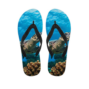 Sea Turtle Underwater Print Flip Flops