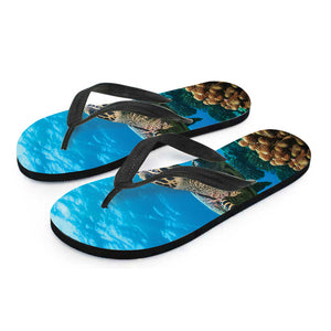 Sea Turtle Underwater Print Flip Flops