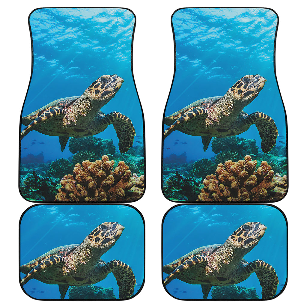 Sea Turtle Underwater Print Front and Back Car Floor Mats