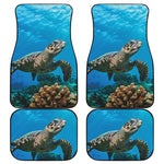 Sea Turtle Underwater Print Front and Back Car Floor Mats