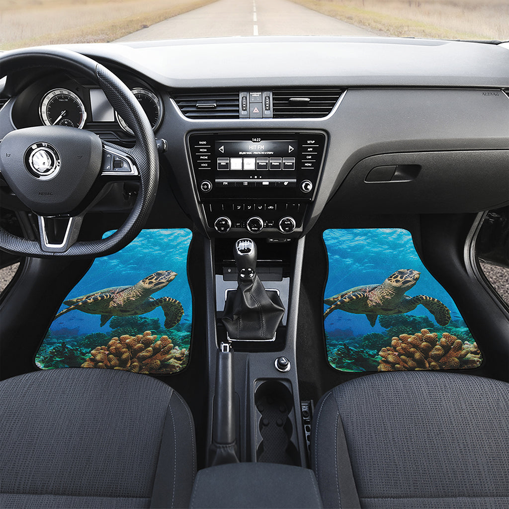 Sea Turtle Underwater Print Front and Back Car Floor Mats