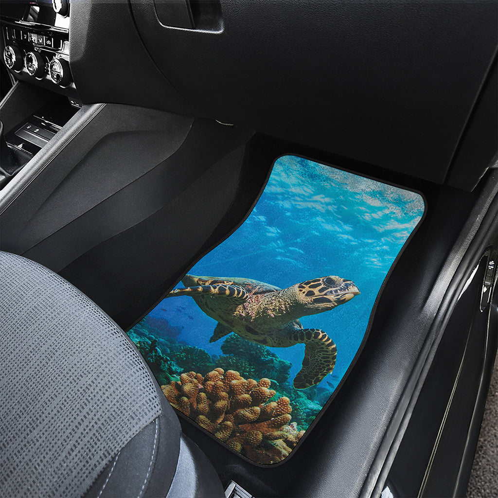 Sea Turtle Underwater Print Front and Back Car Floor Mats