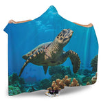 Sea Turtle Underwater Print Hooded Blanket