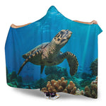 Sea Turtle Underwater Print Hooded Blanket