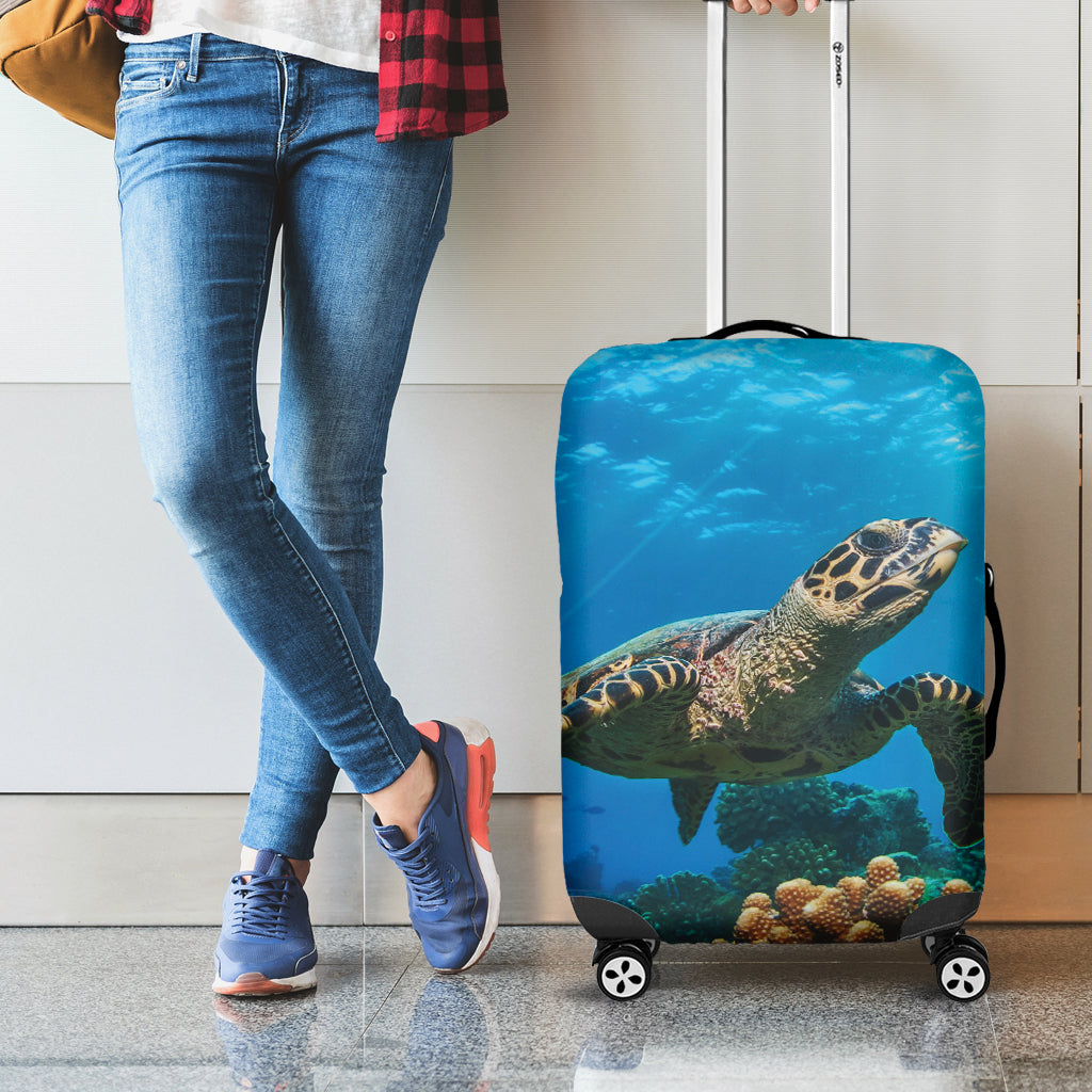 Sea Turtle Underwater Print Luggage Cover