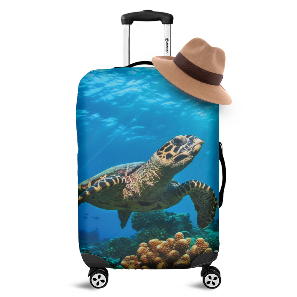 Sea Turtle Underwater Print Luggage Cover