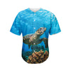 Sea Turtle Underwater Print Men's Baseball Jersey