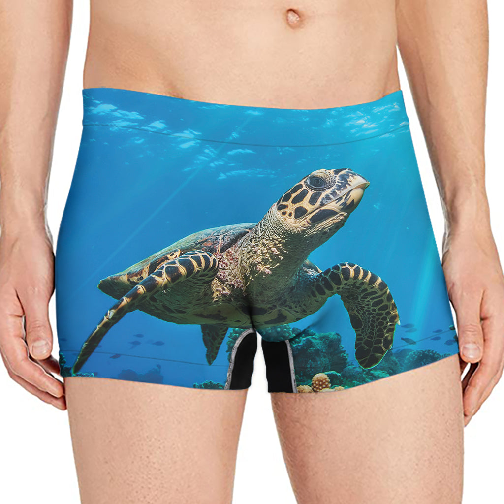 Sea Turtle Underwater Print Men's Boxer Briefs