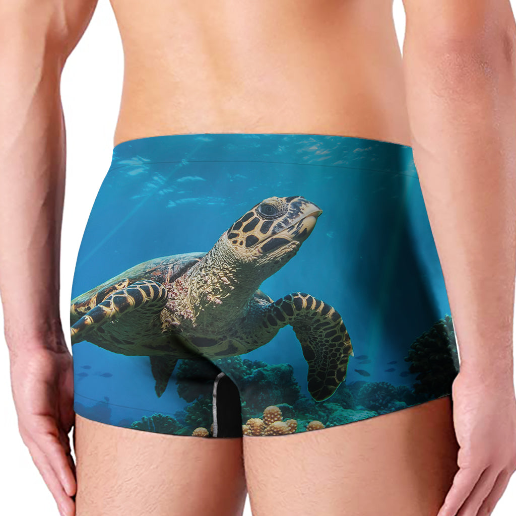 Sea Turtle Underwater Print Men's Boxer Briefs