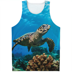 Sea Turtle Underwater Print Men's Tank Top