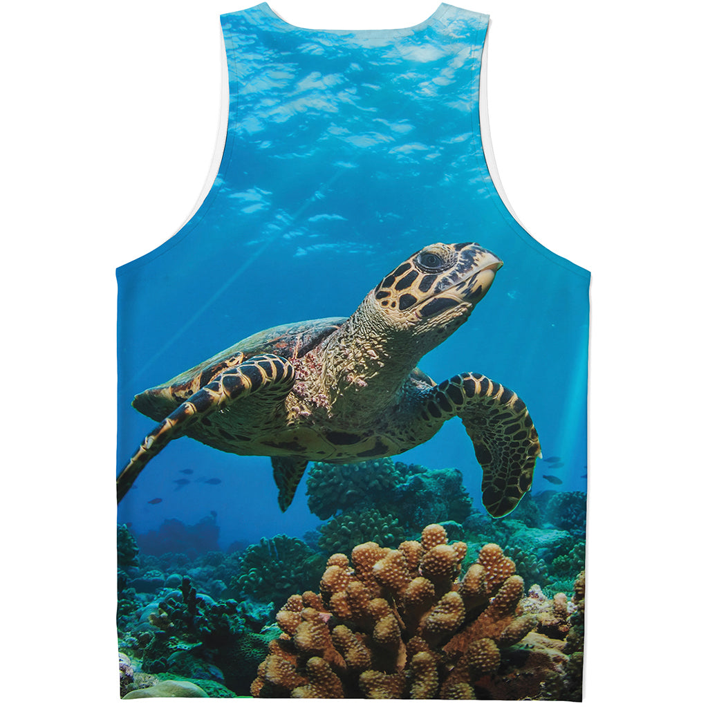 Sea Turtle Underwater Print Men's Tank Top