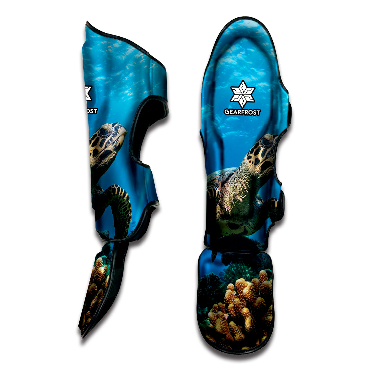 Sea Turtle Underwater Print Muay Thai Shin Guard