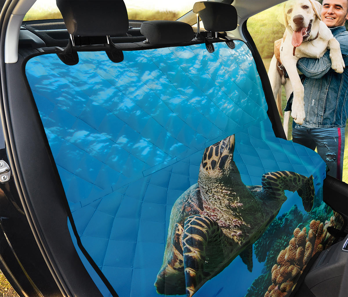 Sea Turtle Underwater Print Pet Car Back Seat Cover