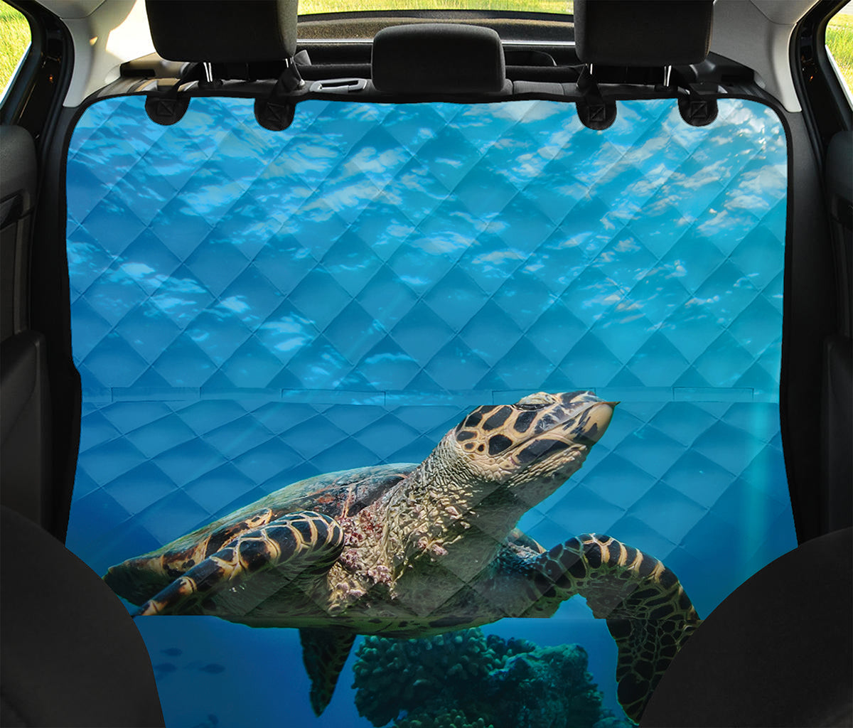 Sea Turtle Underwater Print Pet Car Back Seat Cover
