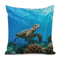Sea Turtle Underwater Print Pillow Cover