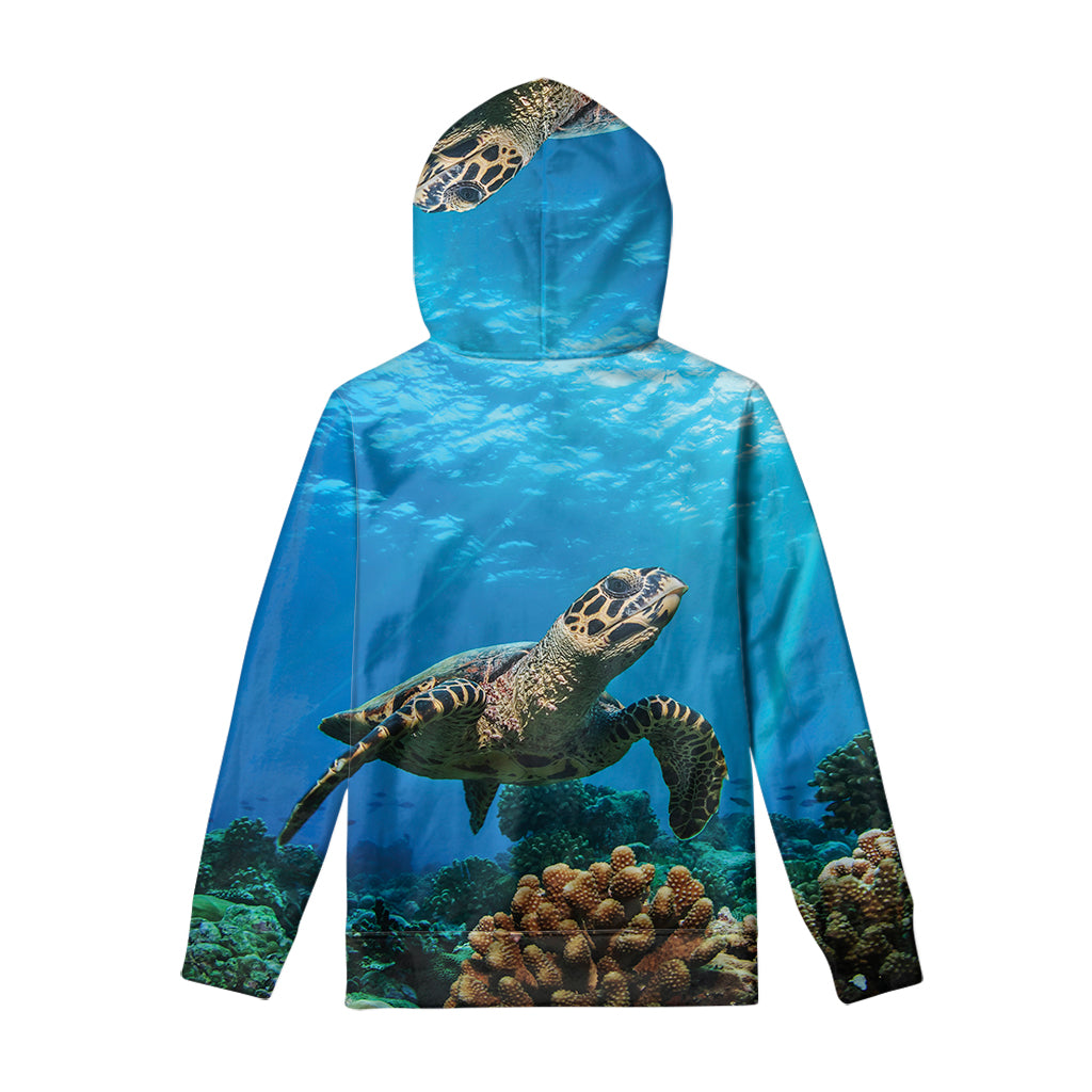 Sea Turtle Underwater Print Pullover Hoodie