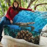 Sea Turtle Underwater Print Quilt