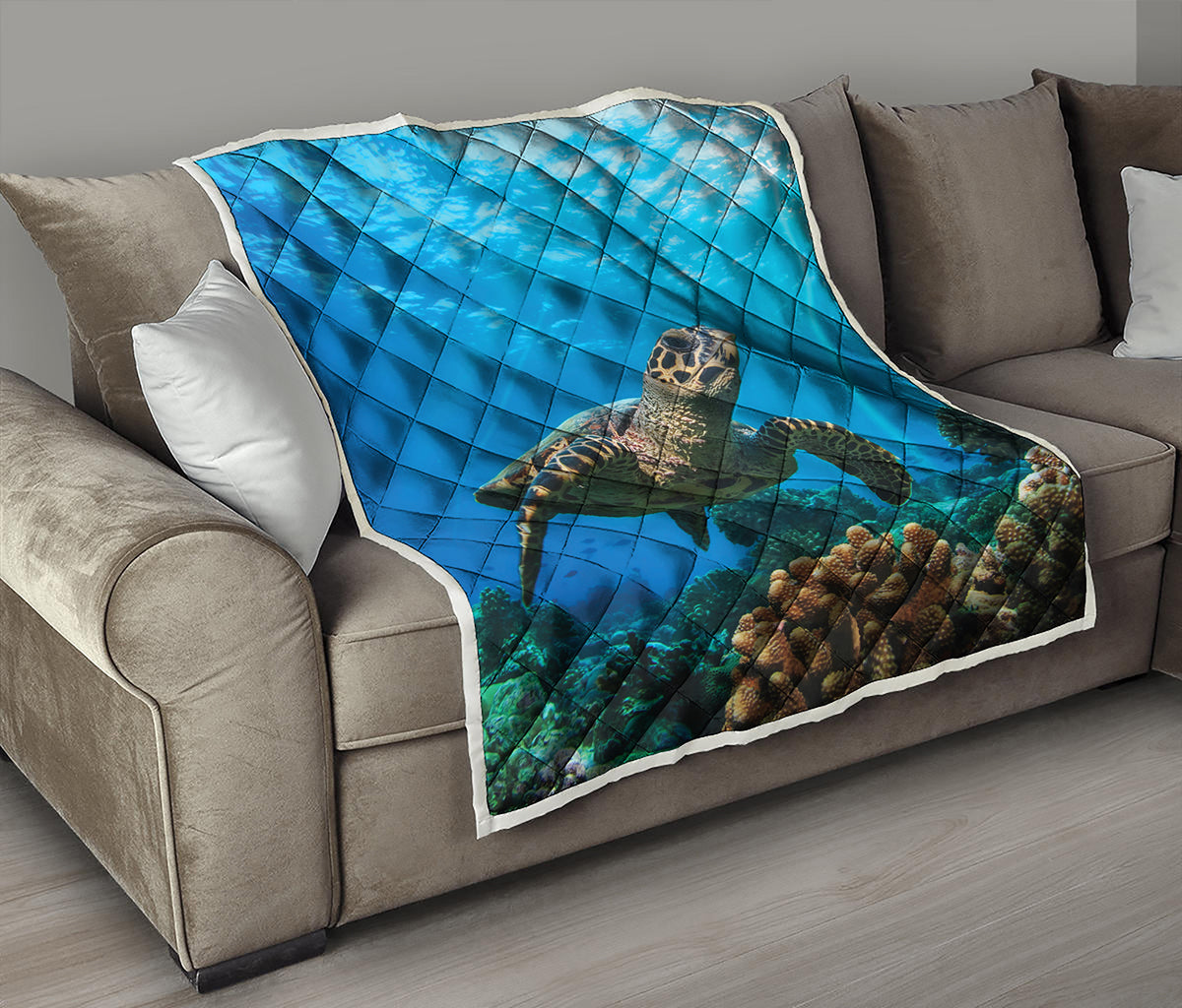 Sea Turtle Underwater Print Quilt
