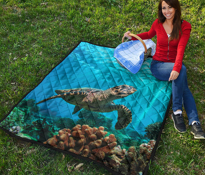 Sea Turtle Underwater Print Quilt