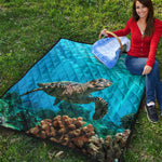 Sea Turtle Underwater Print Quilt
