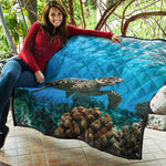 Sea Turtle Underwater Print Quilt