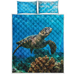 Sea Turtle Underwater Print Quilt Bed Set