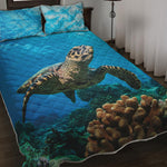 Sea Turtle Underwater Print Quilt Bed Set